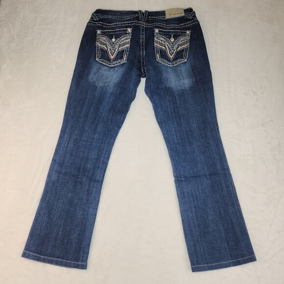 Vintage Y2k Vigoss Jeans 11/12 32 Low Rise Slim Boot Gold Sequins Sparkly - Picture 2 of 15